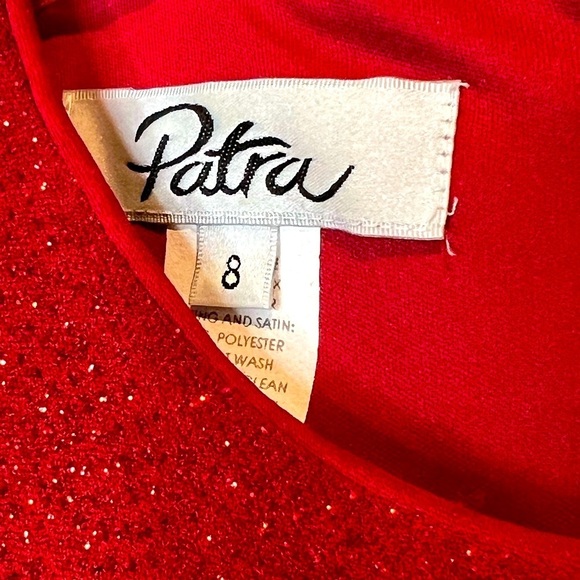330. Patra Womens Red Holiday Formal Wedding Long Sparkly Sleeveless Dress - Picture 5 of 8